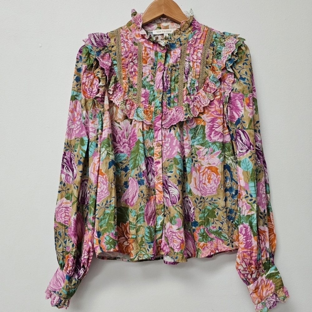 Love The Label Noa Floral Yvonne Prairie Cottage Core Cotton Blouse